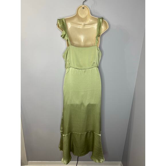 Roller Rabbit Quinn Sleeveless Silk Midi Slip Dress Sage Green Quiet Luxury L - Picture 4 of 15